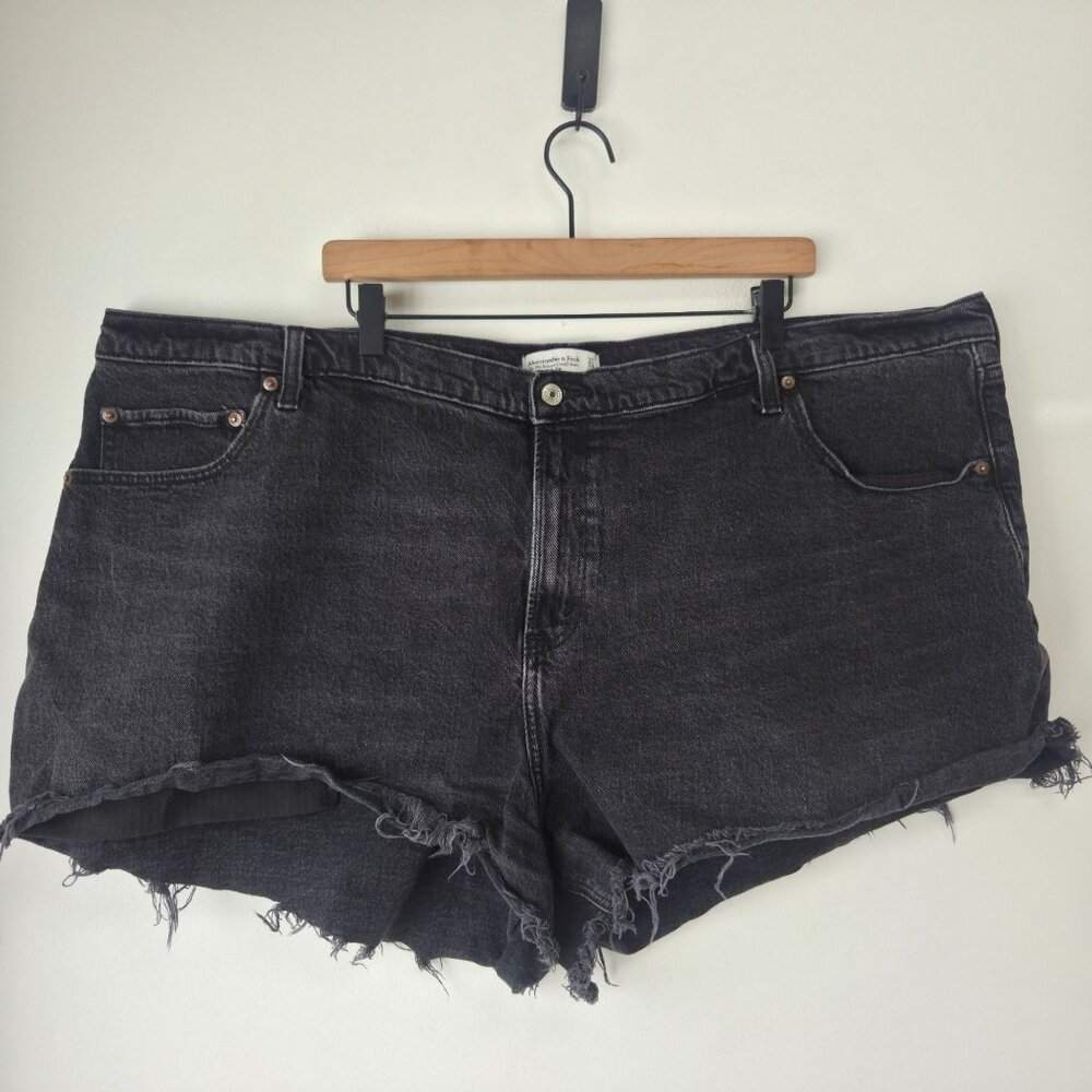Abercrombie & Fitch 90s Relaxed Cutoff Shorts High Rise Denim Grey Plus 24